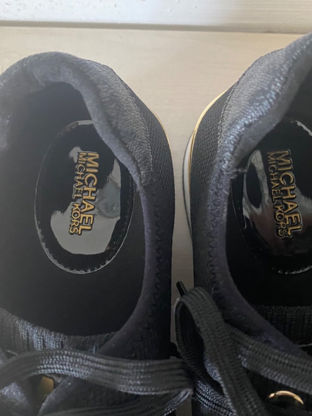 Michael Kors Monique Black with Gold Sneakers Size 8 Women’s - Picture 4 of 7